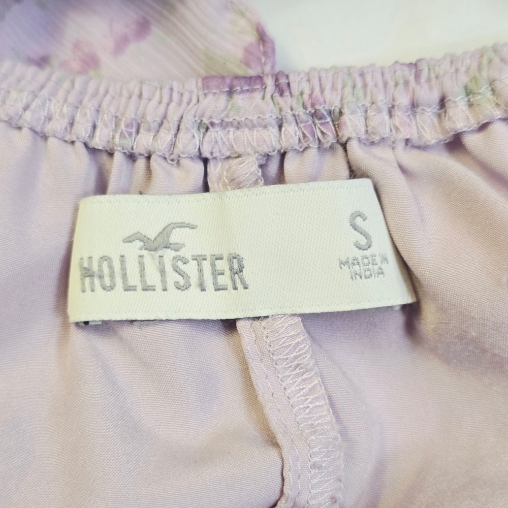 Hollister Womens Floral Babydoll Cami Top Size S Purple Ruffle Strap Chiffon H21 - Picture 16 of 16